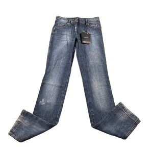 NWT Dolce & Gabanna Jeans Sz 38 US Sz 28 Blue Slightly Distressed Style!